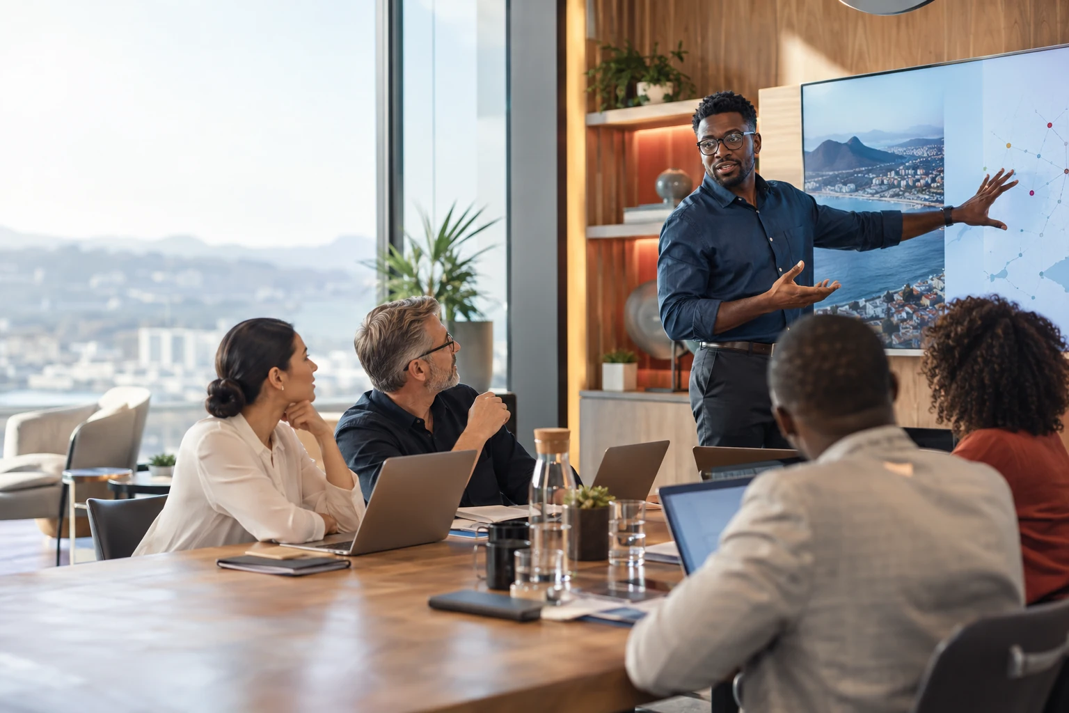 A technology consultant working through a digital strategy with a business team